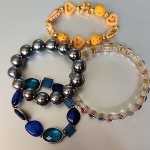 4 Piece Previously Loved Bracelet Bling Beads Butterflies And More